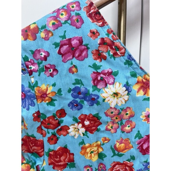 Jonathan Martin Vtg Floral Cap Sleeve Dress Blue Cotton Sz 13 Women's NWT NOS - Picture 6 of 6